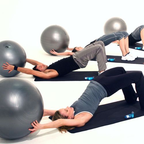 fitness class using balls